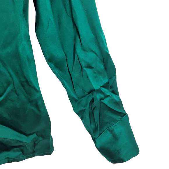 Talbots Vintage Petite Silk Satin Turtleneck Luxe Button Back Long Sleeve Blouse - Picture 8 of 15